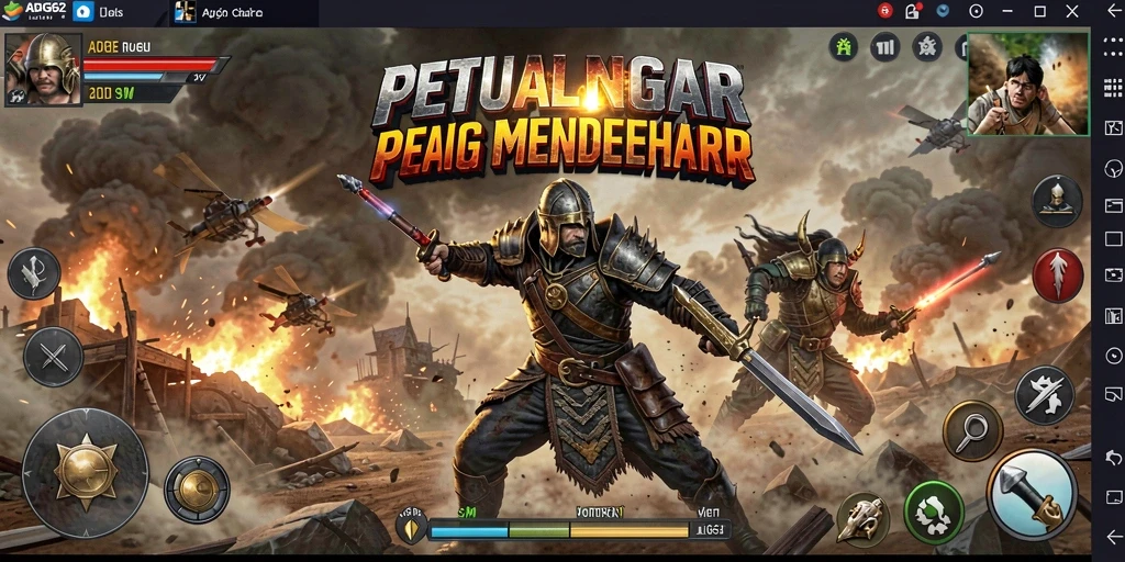 Screenshot gameplay ADG62 menunjukkan aksi pertempuran yang intens.