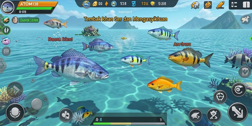 Gameplay seru menembak ikan di ATOM138 dengan grafis menarik.