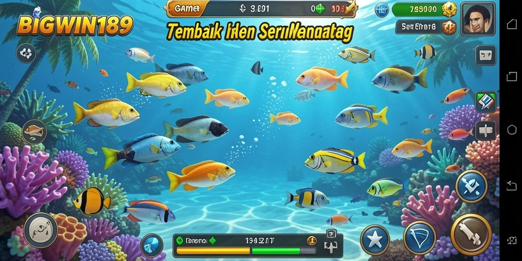 Tampilan gameplay seru di BIGWIN189 saat menembak ikan.
