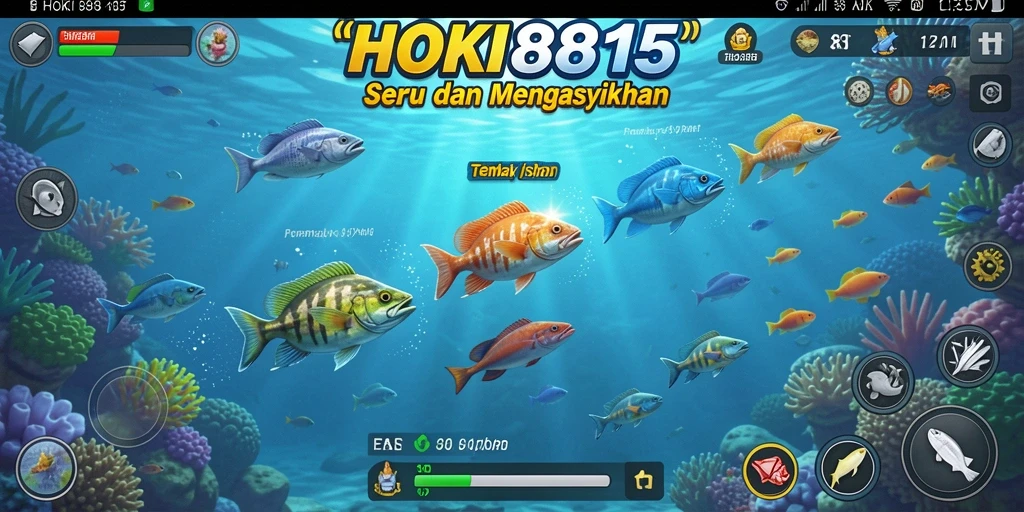 Tampilan screenshot HOKI8815 menampilkan aksi seru menembak ikan.
