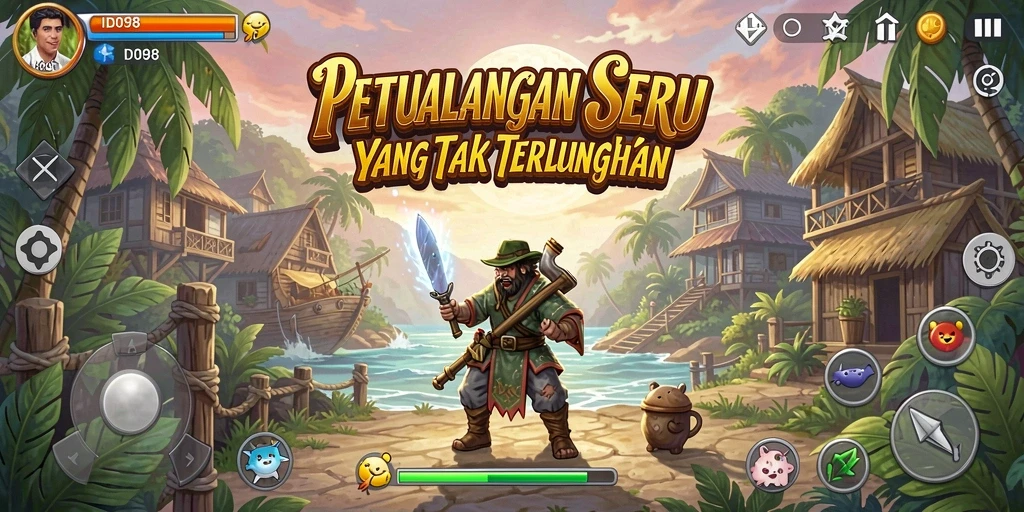 Screenshot ID098 menampilkan aksi mendebarkan dalam dunia petualangan yang fantastis.