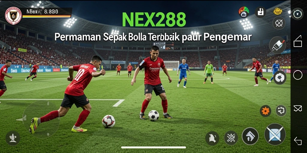 Tampilan utama NEX288 dengan gameplay sepak bola yang seru.