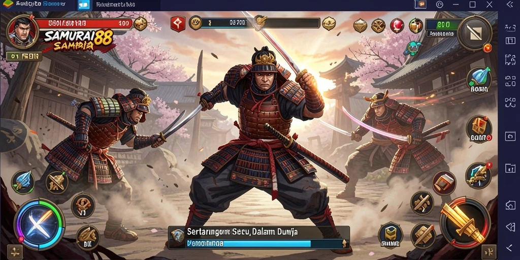 Tampilan aksi dinamis dalam gameplay SAMURAI88 yang menegangkan.