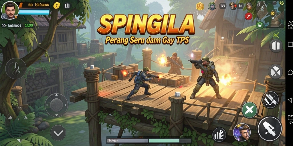 Tangkapan layar menampilkan aksi seru dalam gameplay TPS SPINGILA.